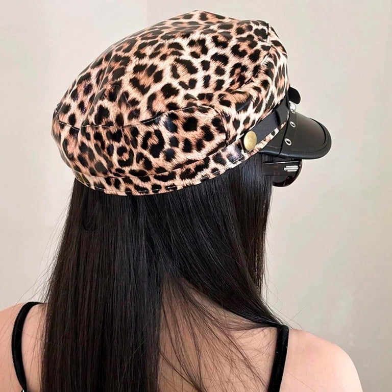 Women\'s Leopard Print Beret Hat Retro Newsboy Ivy Cap Cabbie Flat Cap Pink Womens Leopard Print Beret Hat Retro Newsboy Ivy Cap Cabbie  main image 4