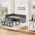 thumbnail image 2 of 5 Piece Corner Dining Breakfast Nook with Table and Bench Modern Kitchen Table Set with Gray Upholstered Banquette Seating, 2 of 8