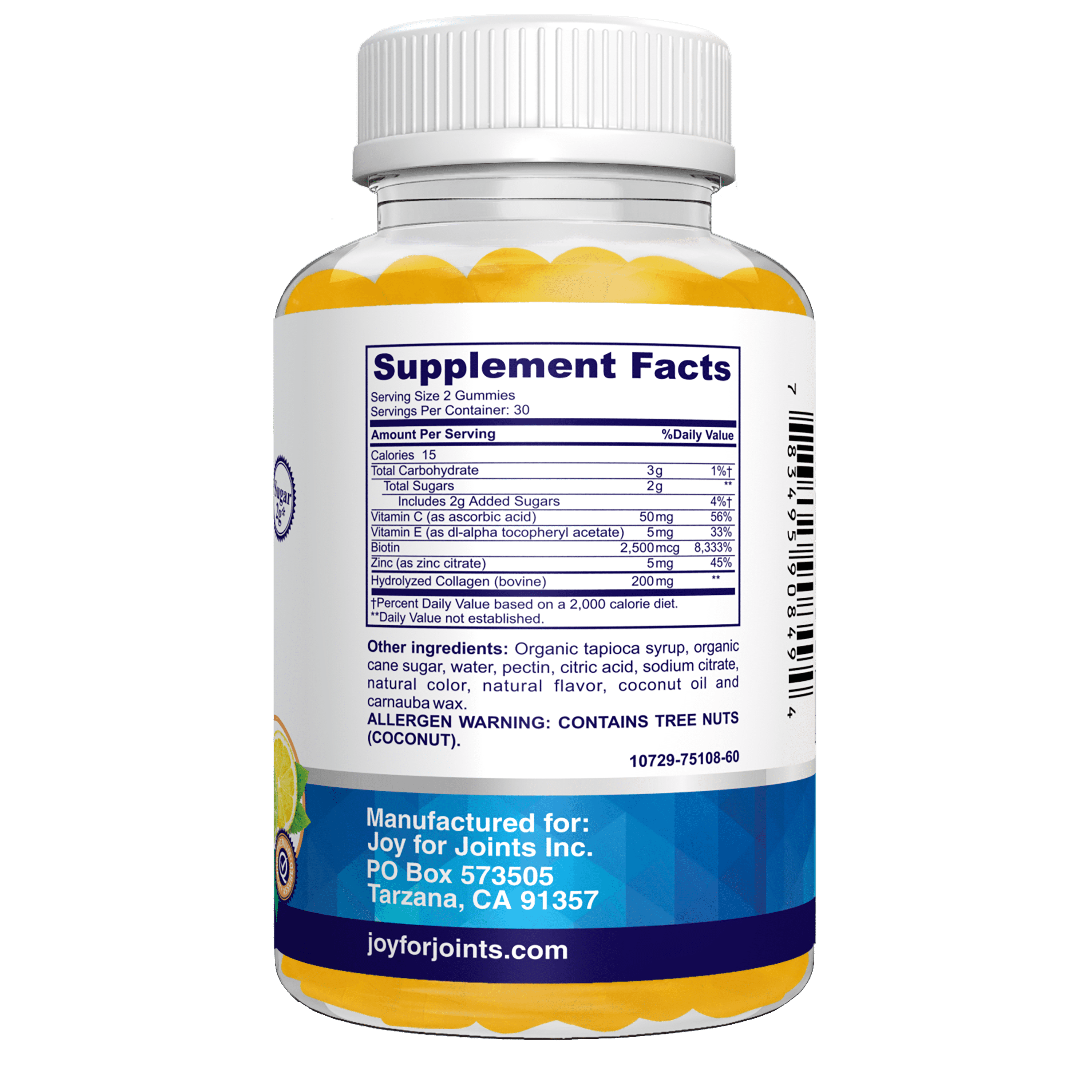 Collagen Gummies with Biotin 2500mcg for Skin Hair & Nails, Low Sugar, Made in USA