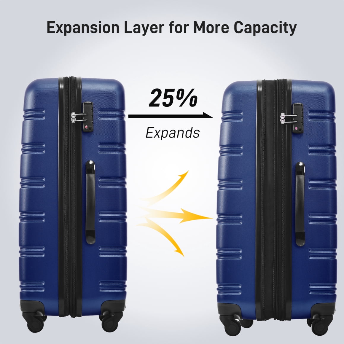 Luggage Sets 3 Piece, Hardside Expandable Ultra Durable PC Lightweight Carry On, Travel Suitcase Set with TSA Lock Spinner Wheels, Blue