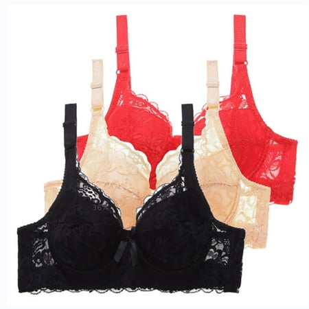 Baodmurt Wireless Bras for Women Lounge & Sleep Underwire Lace Lingerie  Underwear  Wine 40BC