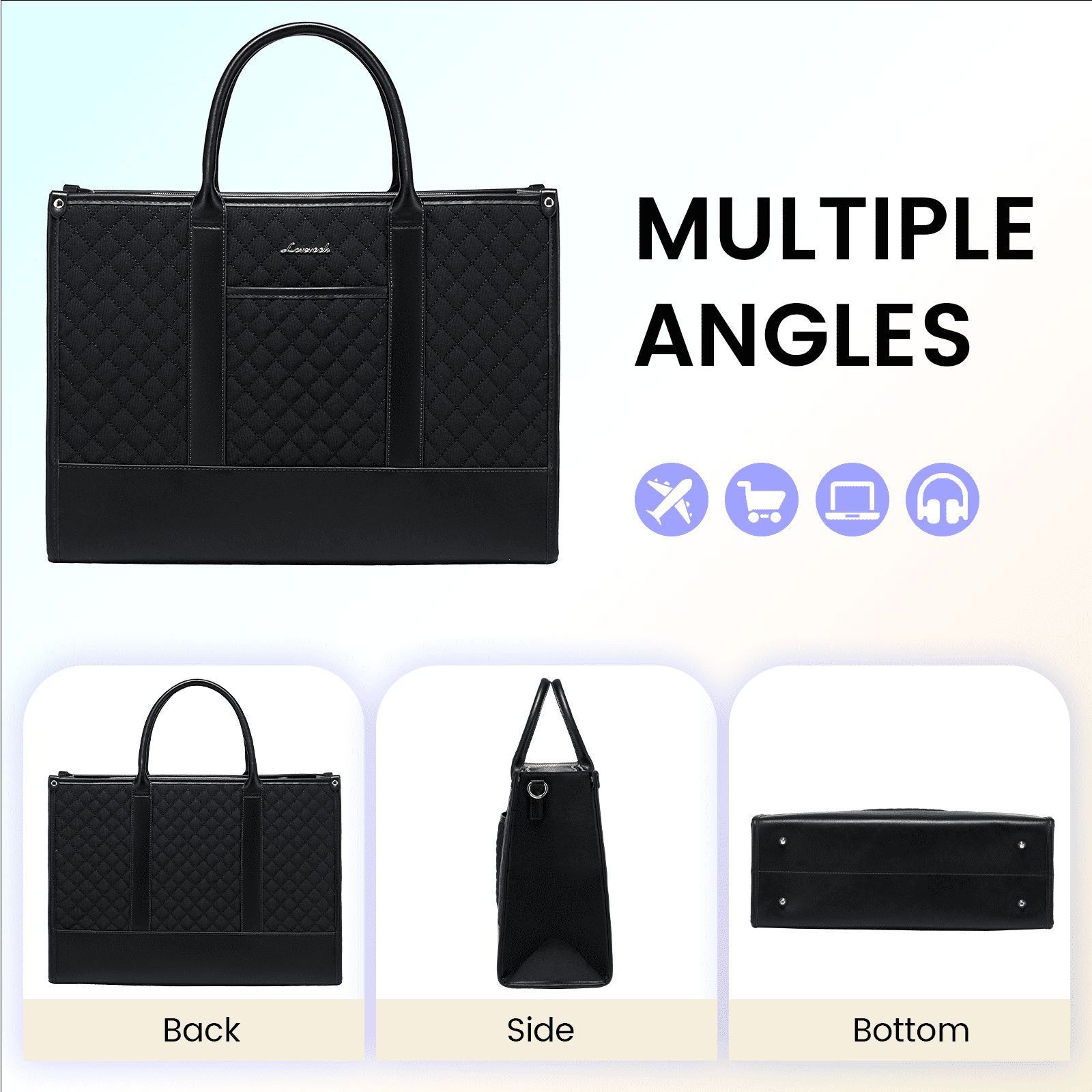 Lovevook Tote Work Bag for Women,Canvas Tote Laptop Bag 15.6" Fashion Large Handbag with Clutch Purse Daily for Office College Teacher Travel