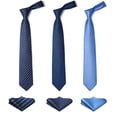 thumbnail image 6 of HISDERN Ties Set for Men Classic Striped Tie 3 Pcs Neckties & Handkerchief Wedding Business Gift Box, 6 of 11