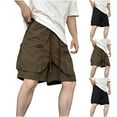 thumbnail image 5 of Wide Leg Shorts for Men Workout Cargo Shorts Zip Multi Pockets Casual Loose Outdoor Hiking Shorts Coffee,XL, 5 of 5
