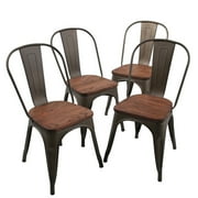 Andeworld Indoor Outdoor Patio Dining Chairs Metal Chairs Dining Room Chairs(Pack of 4) Rusty by Andeworld