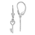 thumbnail image 3 of 14k White Gold Polished Heart Key Leverback Earrings, 3 of 5