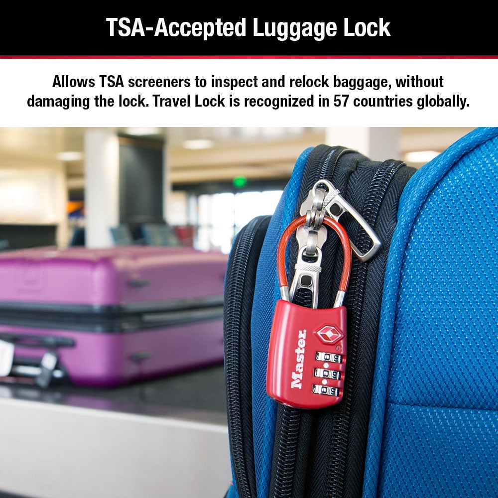 (6 pack) Master Lock TSA Approved 3 Dial Resettable Combination Luggage Lock, Color Variety