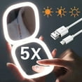 thumbnail image 2 of Mini Compact Led Makeup Mirror With Light 5X Magnifying Small Pocket Portable Travel Pink Black Foldable Cosmetic Vanity Mirrors, 2 of 23