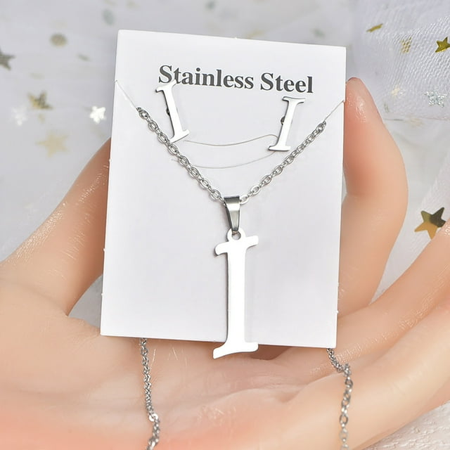 WYW Titanium Steel Set Jewelry Stainless Steel Pendant Jewelry Earrings Unisex English Letters Not Easy To Fade Necklace