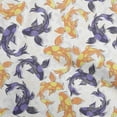 thumbnail image 1 of oneOone Cotton Cambric Yellow Fabric Asian Japanese Koifish Sewing Fabric By The Yard Printed Diy Clothing Sewing Supplies 56 Inch Wide, 1 of 5