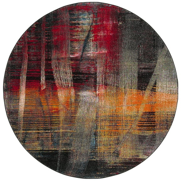 SAFAVIEH Porcello Gina Geometric Area Rug, Multi, 5'3" x 5'3" Round