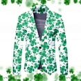 thumbnail image 2 of Toimothcn Men's Sports Blazers Fashion Green Four-Leaf Clover Printed Blazers Oversized Warm Slim Fit One Button Lapel Funny Festival Performance Suit Jacket Comfy Men's Clothing, 2 of 5