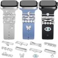 thumbnail image 1 of Luniquz - 11 paquetes de accesorios decorativos compatibles con Apple Watch Band Charms de 41/40/38/42/44/45/49 mm para mujer, acero inoxidable, accesorios de pulsera de metal brillante para iWatch, 1 of 7