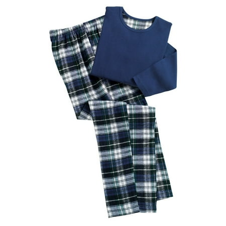 Plaid Flannel Pajama Top - Women's Cozy Country Plaid Flannel Pajamas, Large, Navy