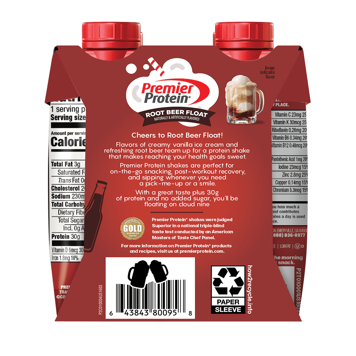 Premier Protein Shake, Root Beer Float, 30g Protein, 11 Fl Oz, 4 Ct