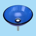 thumbnail image 3 of Renovator's Supply Blue Tempered Glass Vessel Sink with Drain and Mounting Ring, 3 of 10