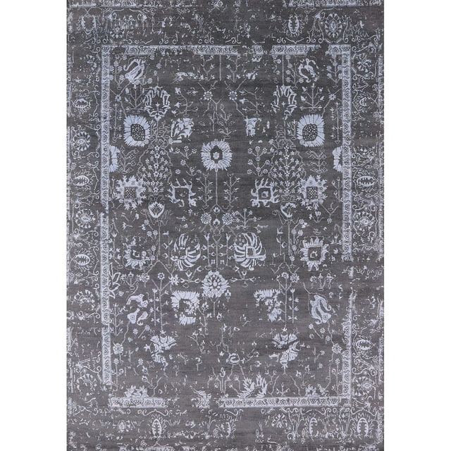 Ahgly Company Tapis d'Intérieur Rectangle Mid-Century Moderne Zone Orientale Grise, 8' x 12'