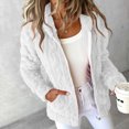 thumbnail image 6 of Lenpel Fleece Jackets for Women 2024 Fashion Solid Color Zip up Hooded Fuzzy Warm Coat Plush Fall Winter Outwear, 6 of 7