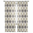 thumbnail image 3 of Brown Grey Sheer Curtains 84 Inches Long 2 Panels Set, Window Sheer Curtains for Living Room/Bedroom, Modern Abstract Geometric Contemporary Light Filtering Rod Pocket Curtain 52'' x 84'' x 2, 3 of 7