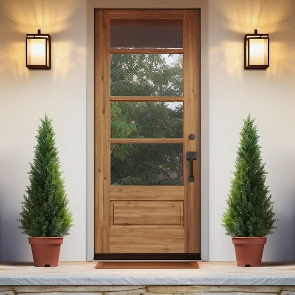 DR.Planzen Artificial Cedar Tree 4 FT Artificial Cedar Topiary Trees for Outdoors Potted Fake Cypress Trees Faux Evergreen Plants for Home Porch Decor set of 2