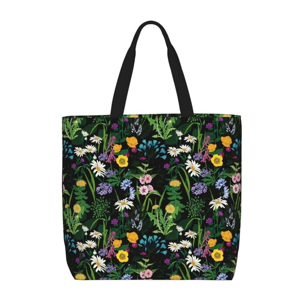 Fotbe Chamomile Bolsa Tote con Estampado para Mujer, Bolsos con Cremallera, Bolsa de Hombro Casual de Gran Capacidad con Bolsillos Internos