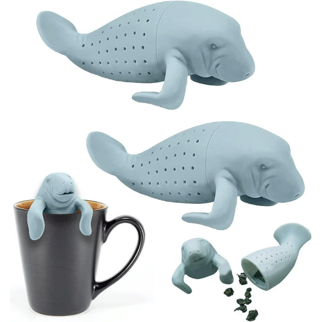 GFDYREE 2PCS Manatee Tea Strainer,Silicone Tea Infuser for Loose Tea Reusable Tea Bags for Loose Leaf Tea&Tea Diffusers Strainer Flower Tea Steeper, Gift for Tea Lovers Cute Tea Infuser Inte