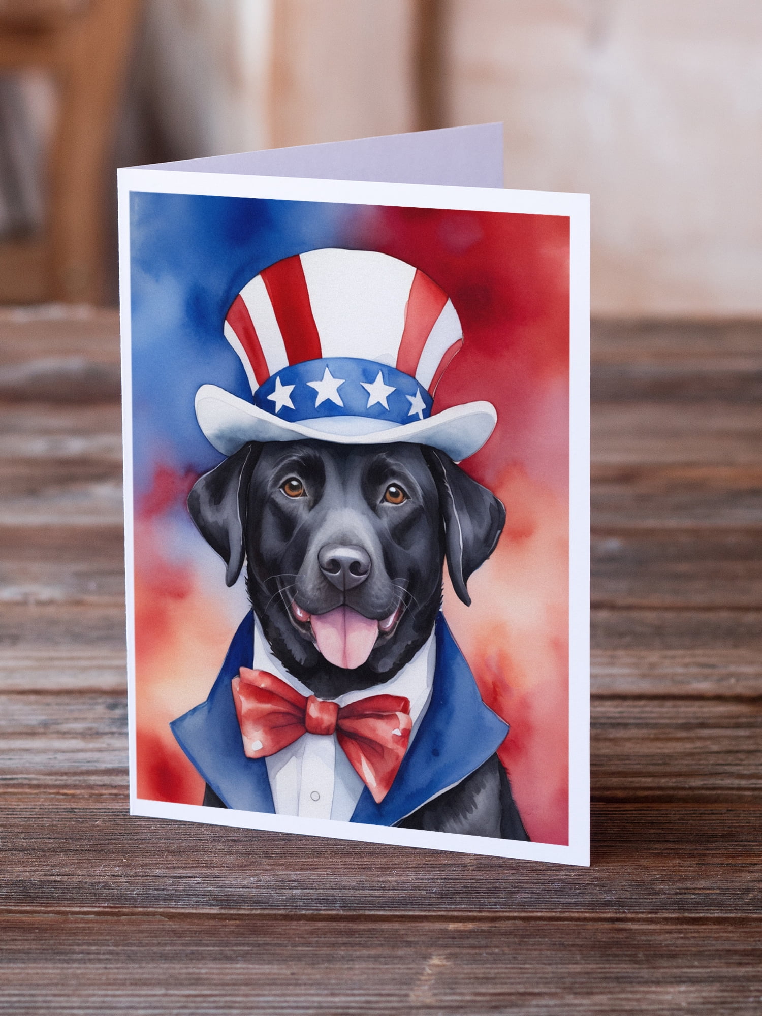 Labrador Retriever Patriotic American Greeting Cards Pack of 8 7 in x 5 in