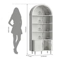thumbnail image 2 of Aisword 71" Tall Arched Bookcases, 5-Tier Modern Farmhouse Bookshelf with Adjustable Shelves & Sliding Doors, Wood Display Storage Cabinet for Living Room, Office, White, 2 of 7