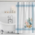 thumbnail image 3 of Blue Coastal Shower Curtain, Waterproof Shower Curtains for Bathroom, Nautical Starfish Eucalyptus Leaf Coral Striped Washable Fabric Bathtub Curtain Set Bath Decor with 12 Hooks Stall 36"x72", 3 of 8