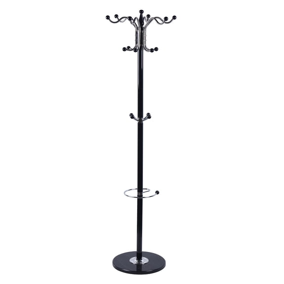 16-Hook Metal Coat Rack Hat Rack Clothes Hats Caps Bags Hanger Tree Stand Umbrella Holder,Marble Metal 15"*67"