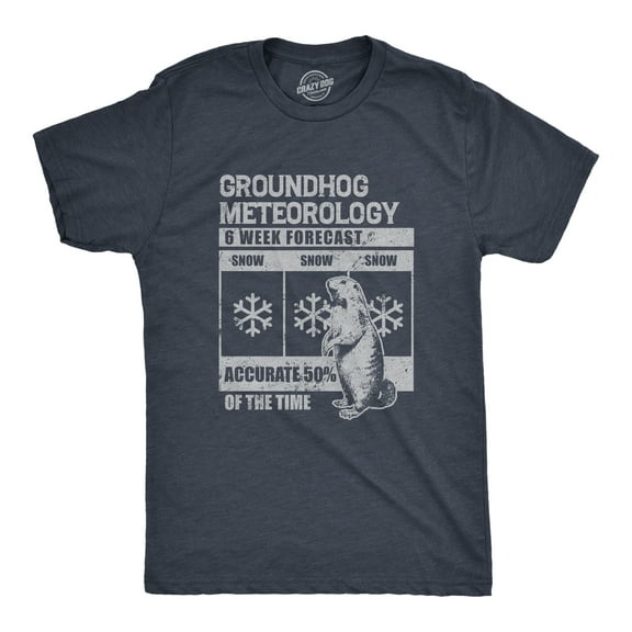 Mens Groundhog Meteorology T Shirt Funny Groundhogs Day Winter Weather Forecast Joke Tee for Guys Graphic Tees