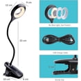 thumbnail image 4 of Lámpara de escritorio LED inalámbrica recargable de 3 W, 24 LED, táctil, con clip, 3 colores y 3 niveles de brillo, pequeña lámpara de lectura para niños antes de dormir, portátil, color negro., 4 of 5