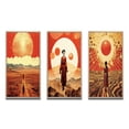 thumbnail image 2 of Designart "Japanese Geisha under the Full Moon II" Asian Woman Framed Wall Art Set Of 3 - Red Woman Asian Frame Canvas Set For Living Room Decor, 2 of 7
