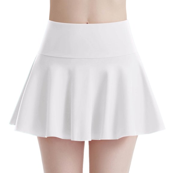 Arlun Women's High Waisted Pleated Tennis Skirts Stretchy High Waisted Pure Color Mini Short Skirts Soft Fabric Lightweight Breathable Summer Athletic Skirt for Ladies White XL