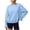 Blue, variant on Mifsaly Womens Crew Neck Sweatshirts Flare Sleeve Ruched Solid Elastic Hem Casual Shirts Loose Fit Soft Comfortable Pullover Tops