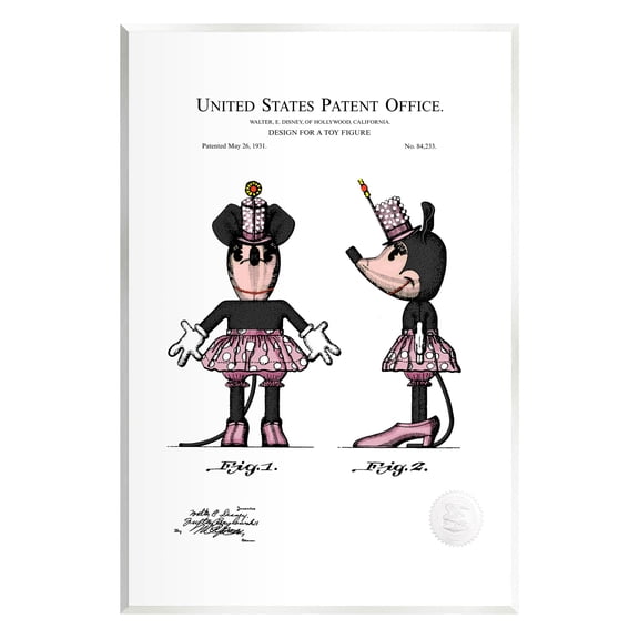 Stupell Industries Girl Mouse Toy Patent Graphic Art Unframed Art Print Wall Art, Design by Karl Hronek