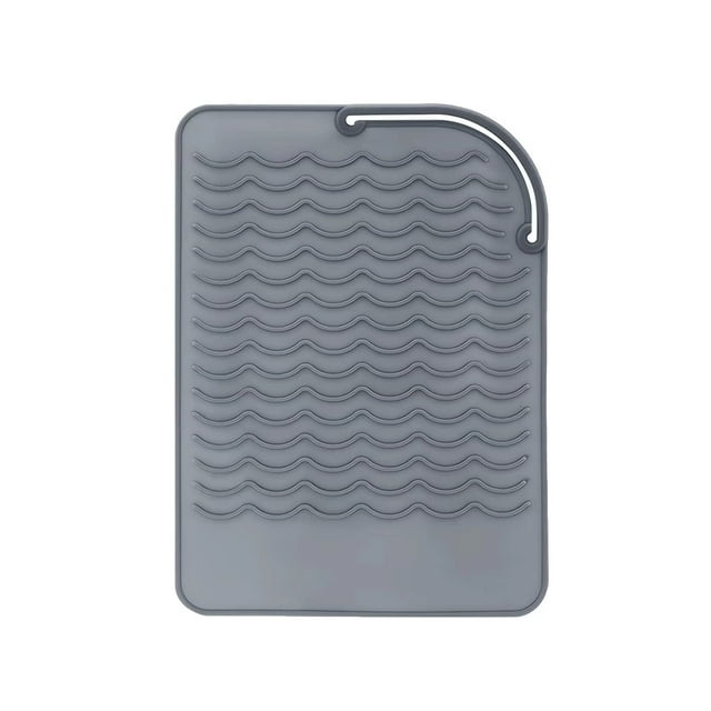 Tapete resistente al calor para rizadores, planchas y alisadores de cabello, herramientas de peinado, 23 x 16,5 cm, silicona de grado alimenticio, color gris
