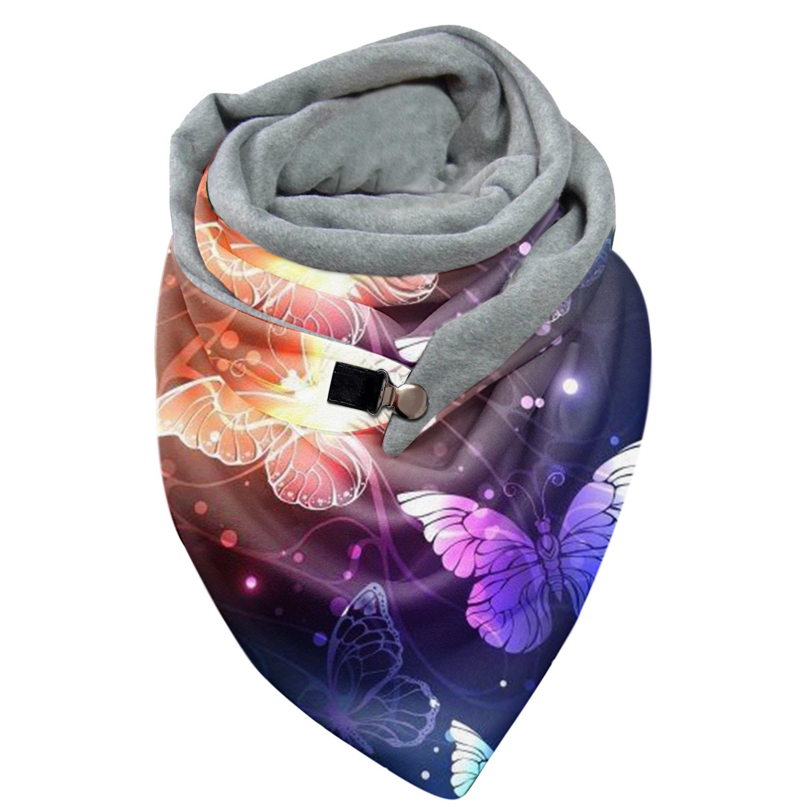 Scarf for Women Fashion Butterfly Printing Button Soft Wrap Casual Warm Shawls Bandanas Lightweight Women s Neckerchief