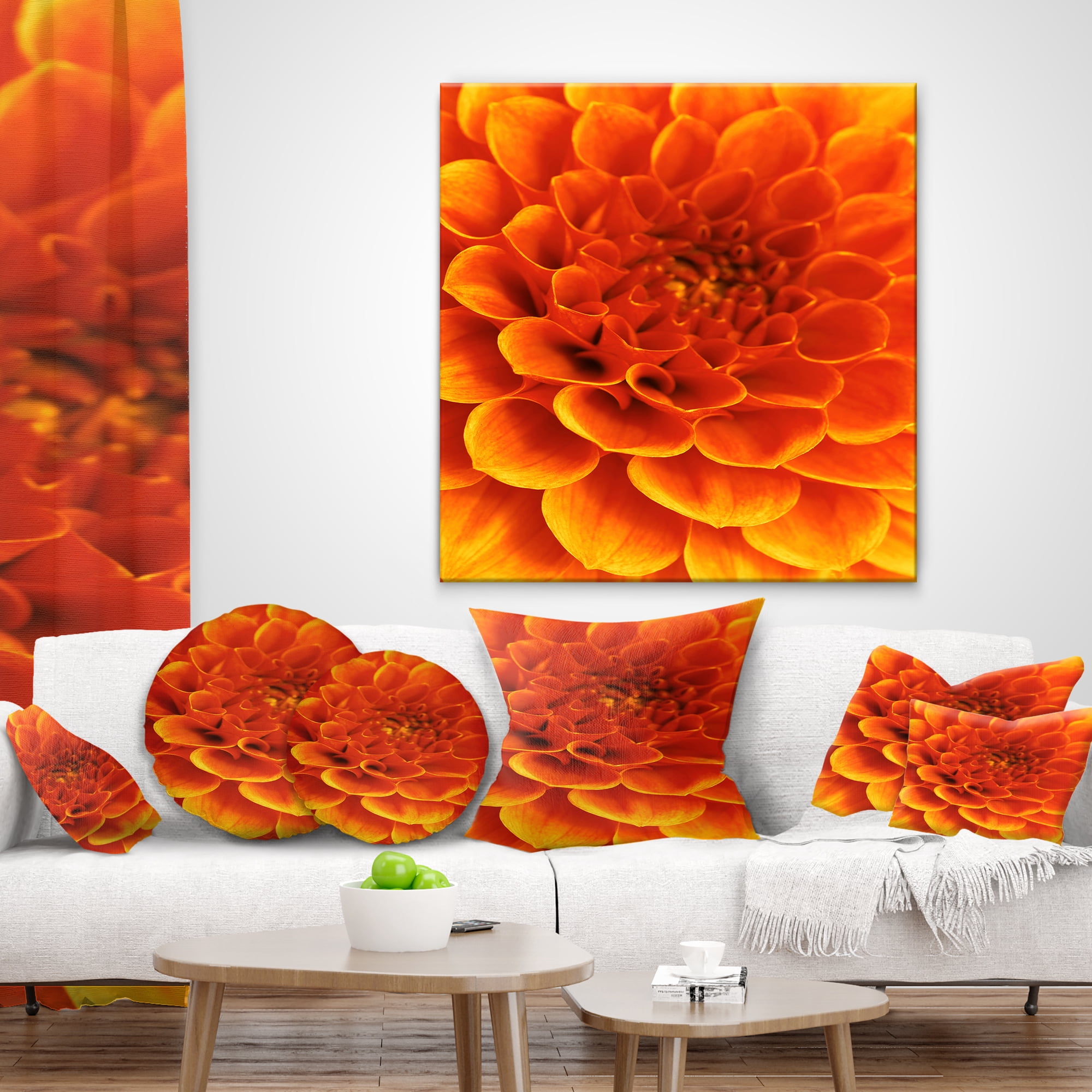 Designart 16" x 16" Orange Polyester Throw Pillow