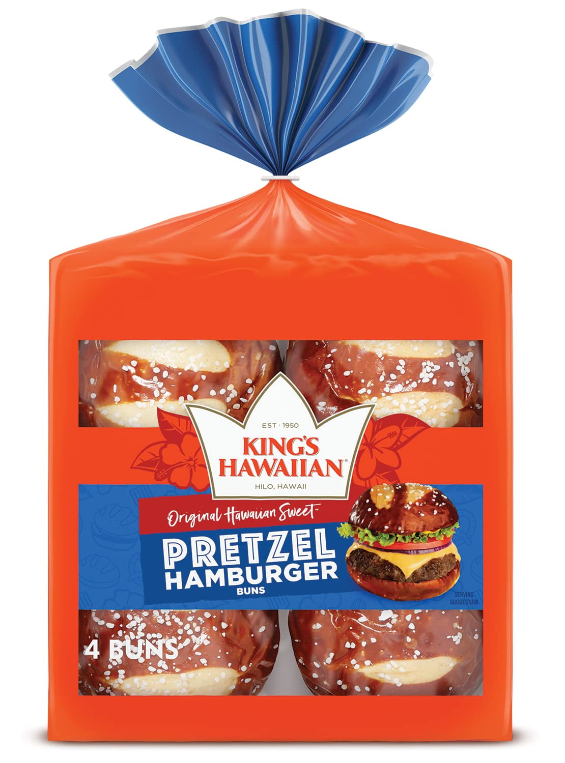 KING's HAWAIIAN Original Hawaiian Sweet Pretzel Hamburger Buns, Bread