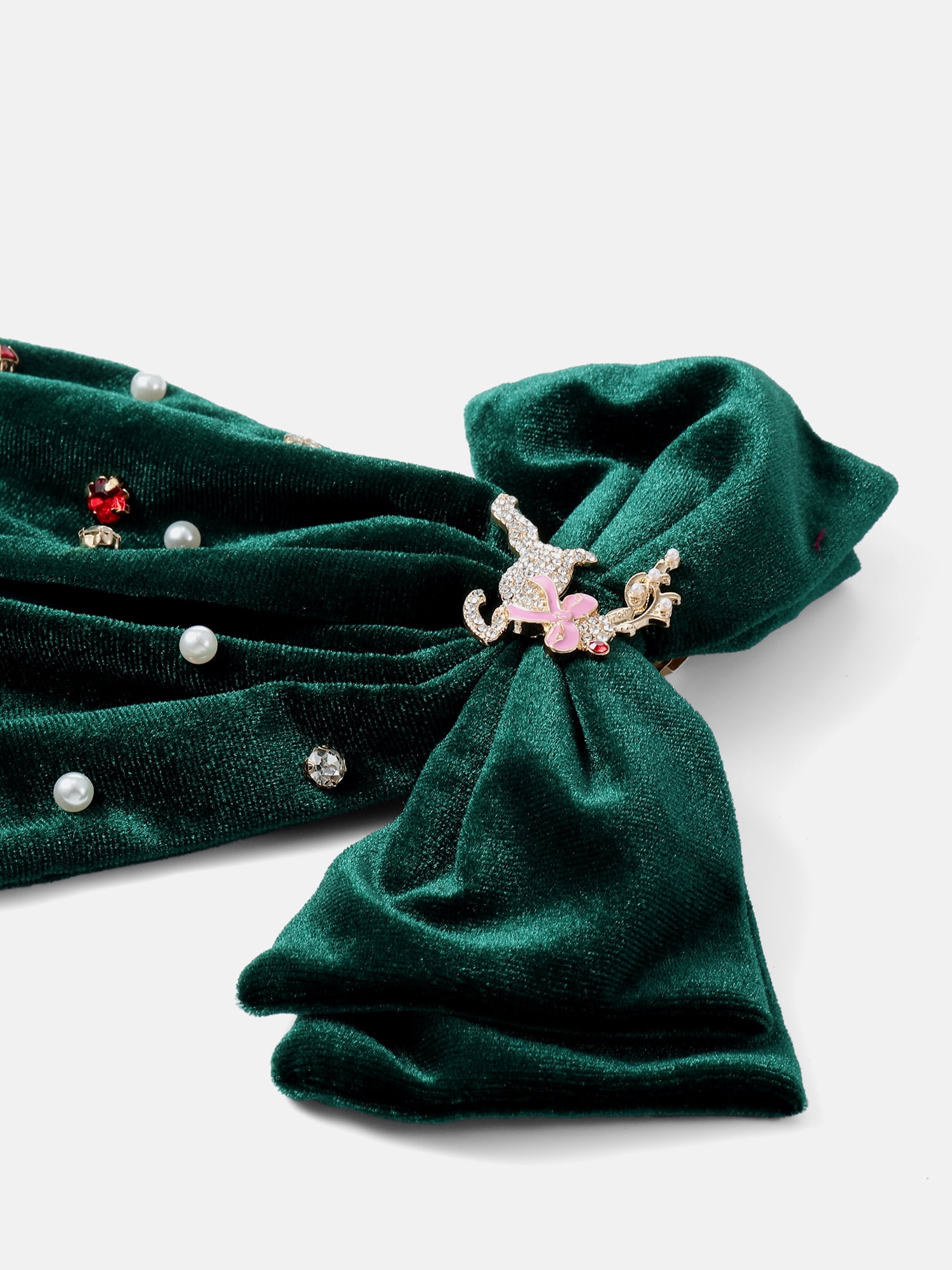 Way to Celebrate Women's Embellished Velvet Hair Bow, Green, 1 Piece