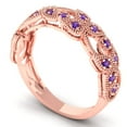 thumbnail image 2 of 0.17 ctw Wedding Band for Women - 14K Rose Gold Natural Amethyst Stackable Eternity Ring, 2 of 6