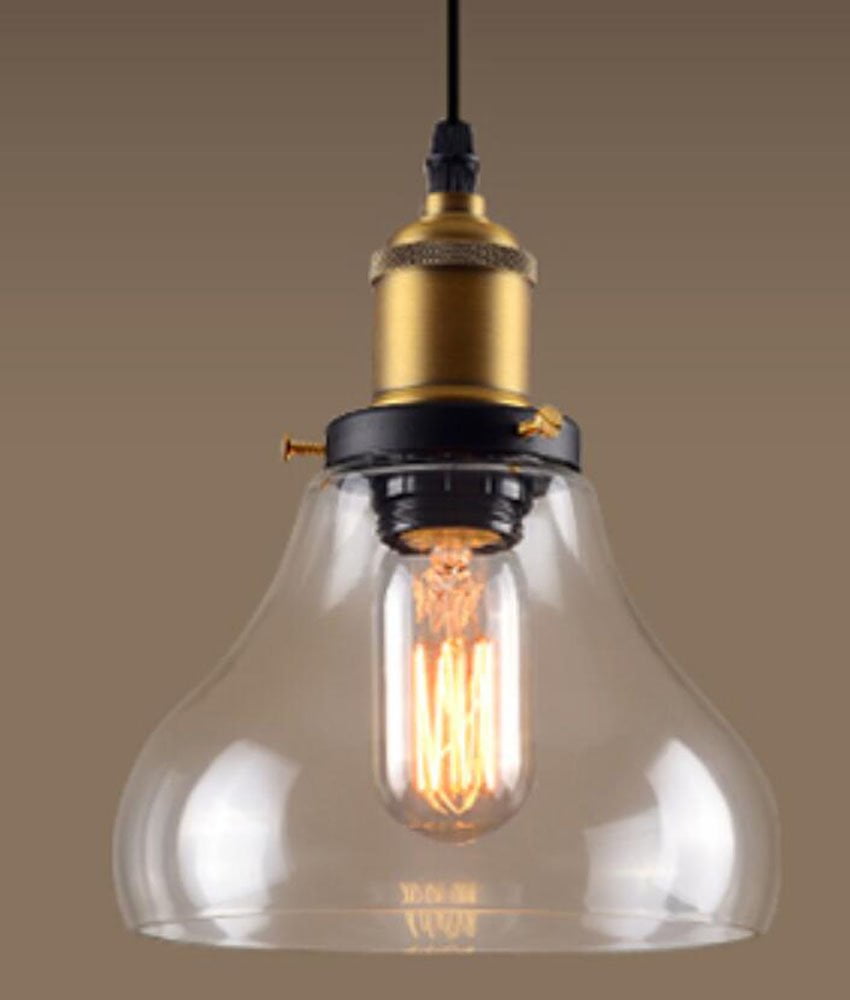 Kiven Plug-in Dimmable Glass Pendant Light - Industrial Edison Mini One-Light Clear Fixture Antique Lighting