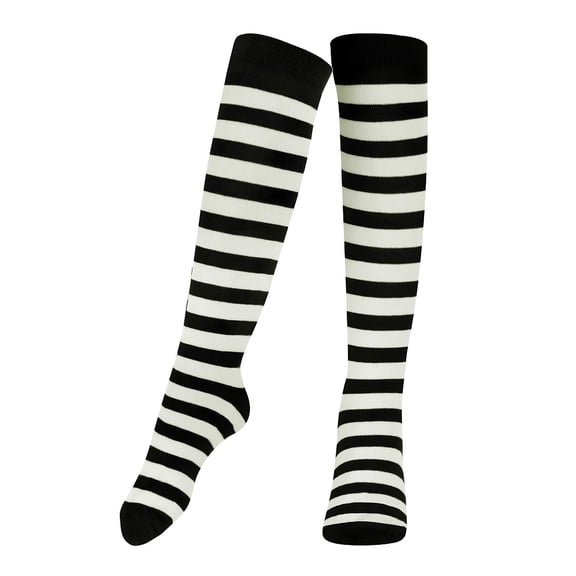 Dress-Up-America Black & White Striped Socks for Adults - Black & White Striped Socks for Men & Women- Stylish and Comfortable