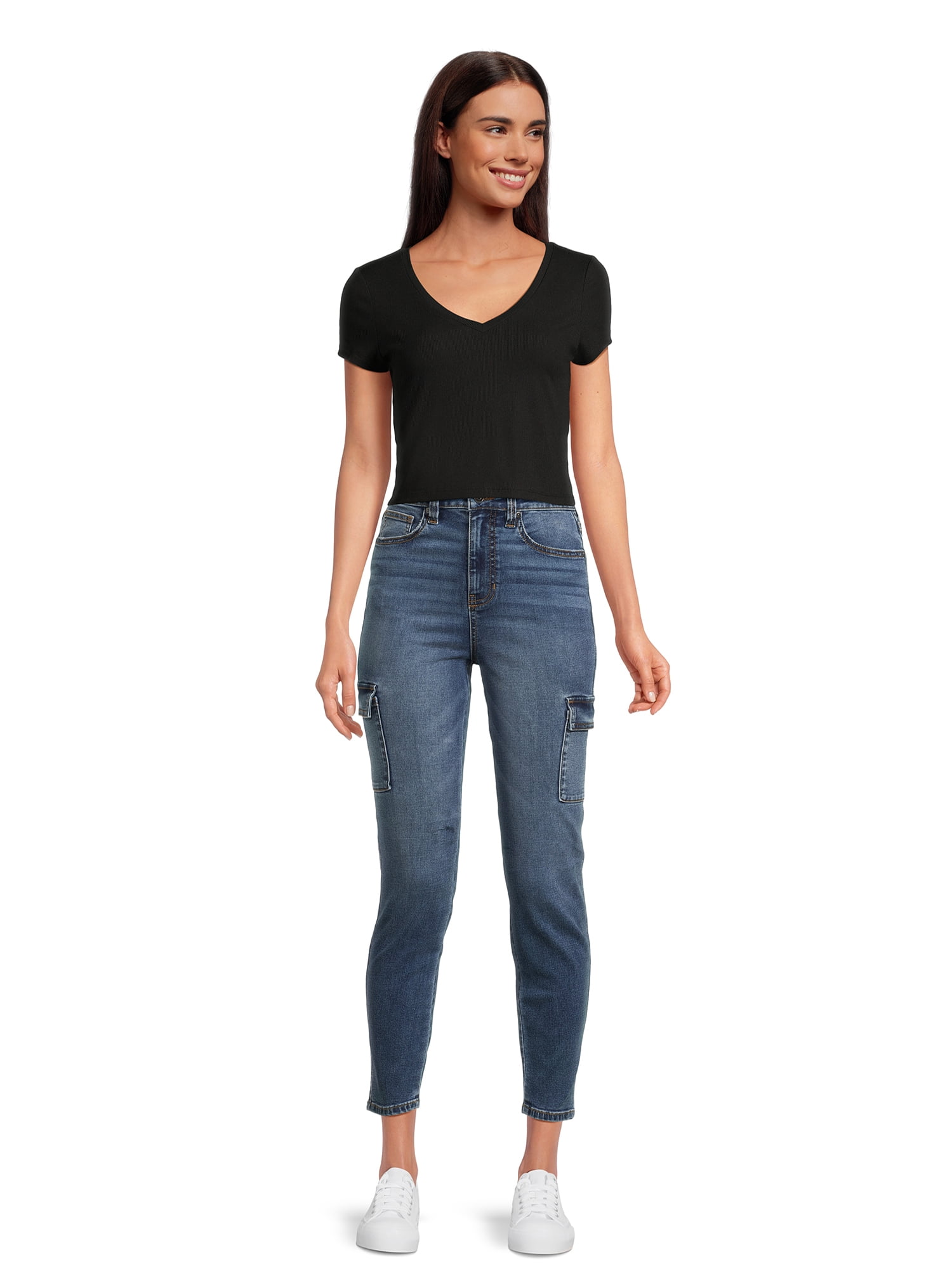No Boundaries Juniors V-Neck Rib Tee