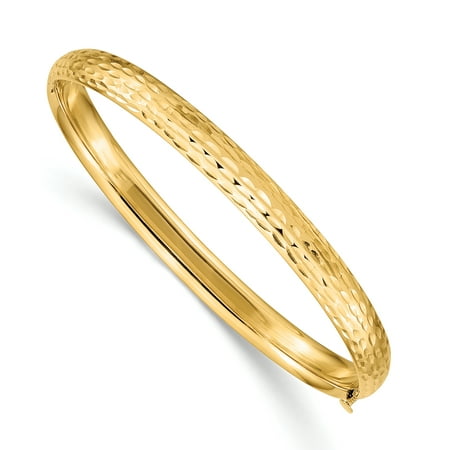 14k Yellow Gold Kids Hammered 5mm Hinged Baby Bangle Bracelet Cuff Expandable Stackable Gifts For Women For Her