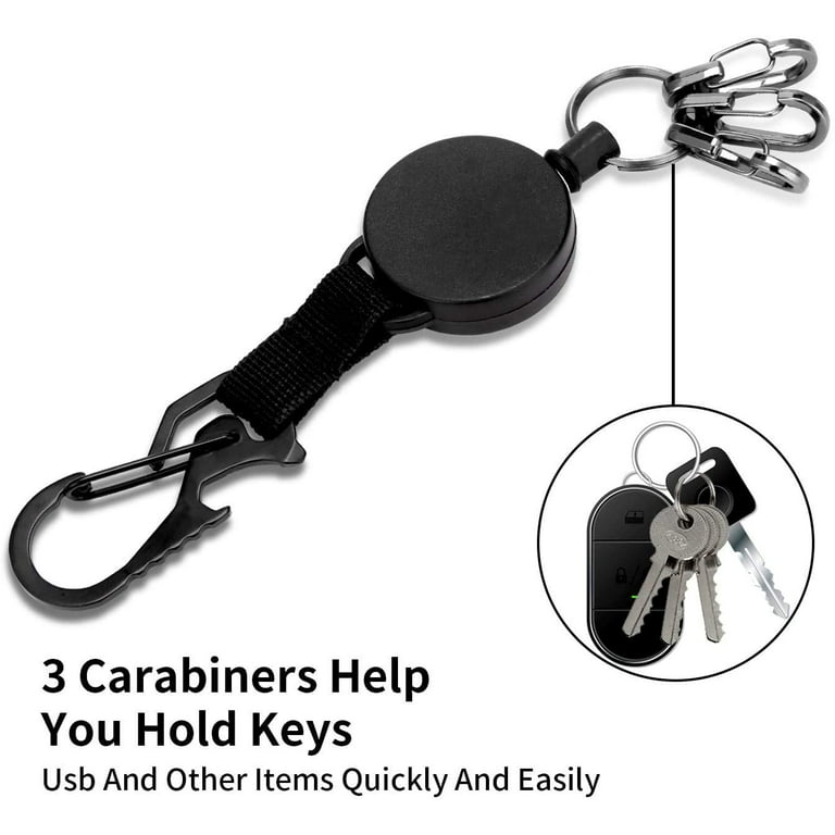 ELV Retractable Keychain ID Badge Holder Key Reel with AdjustableLanyard,  Carabiner, Key Ring, Pen Holders and Lobster Clip