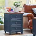 thumbnail image 2 of 18" Farmhouse Night Stand Set 2 with Charger Station, Blue 2 & 3 Drawers Wood Nightstand, Bedside End Table with Storage and Roman Column, Bed Side Tables Cabinet for Bedroom, Living Room, and Closet, 2 of 9