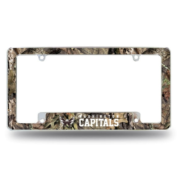 Washington Hockey Capital's Chrome Metal License Plate Frame with Mossy Oak Camouflaged Camo Design