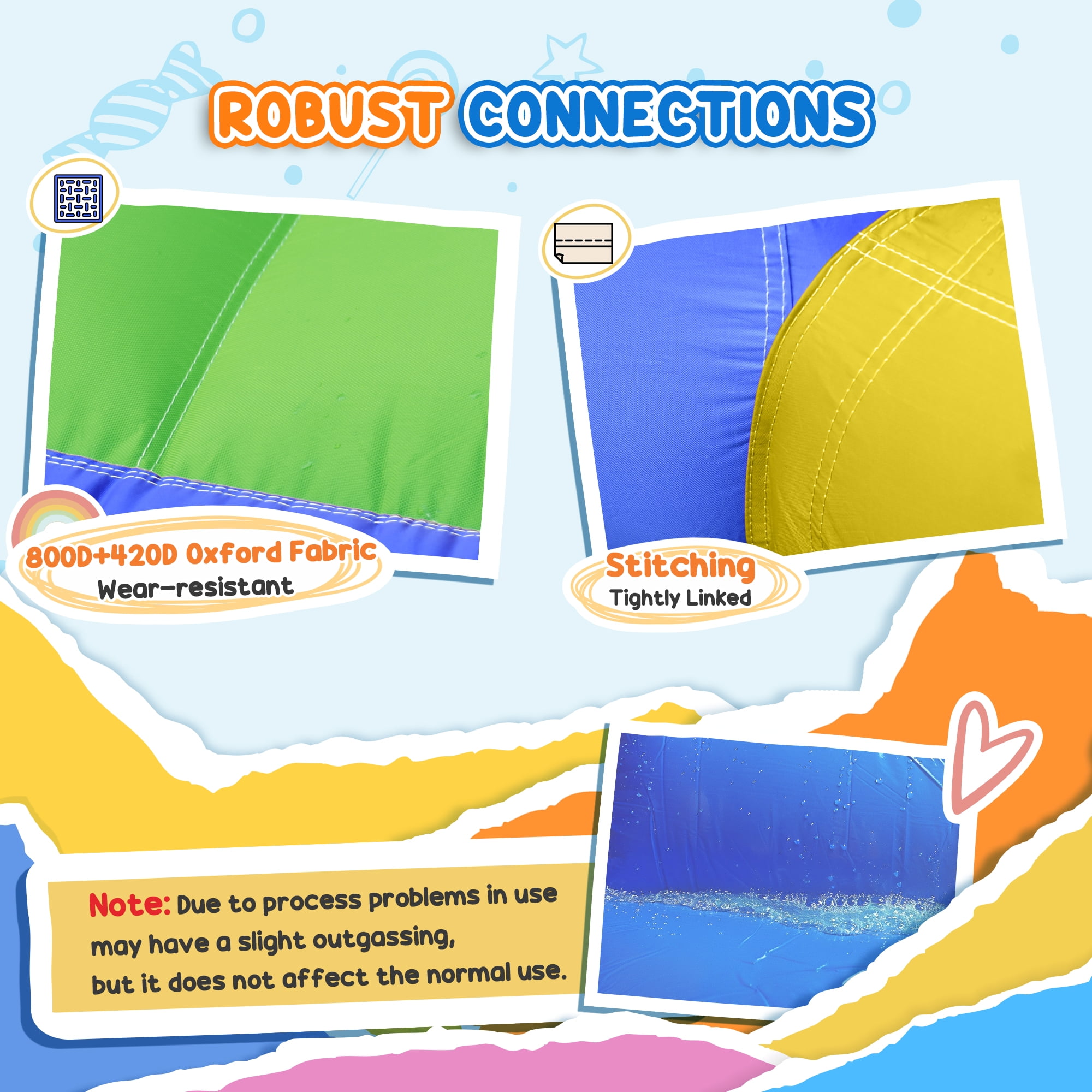 Outsunny 6-in-1 Inflatable Bounce House with Slide, Climbing Wall, Water Cannon, and More, Inflatable Water Slide for Kids with 2 Min. Inflation without Inflator
